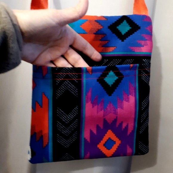New Southwestern Aztec Crossbody Bag Sling Purse Red Blue Geometric Aztec - Picture 5 of 7